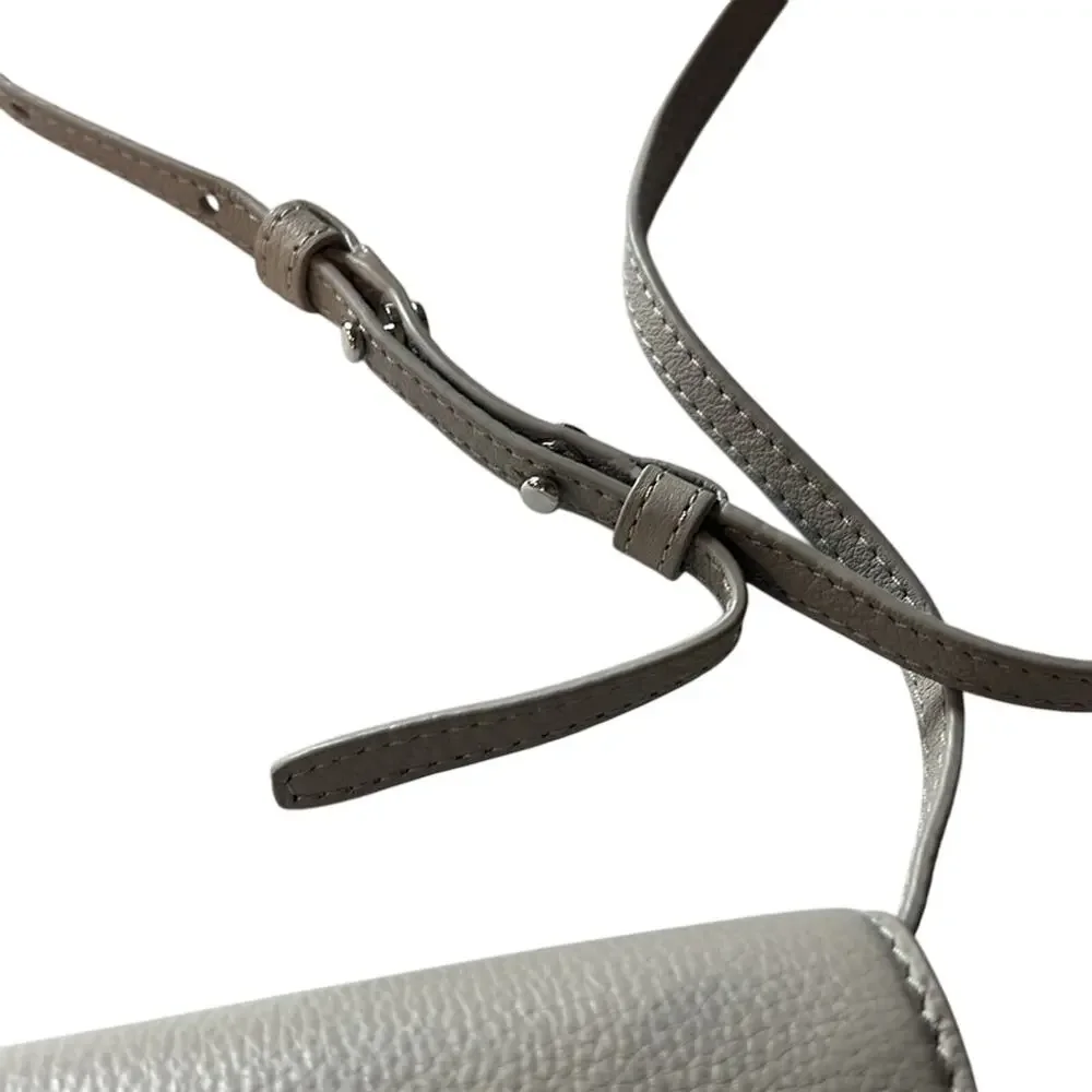 Tory Burch Ladies Light Gray Pebbled Leather Crossbody Bag, Adjustable Strap!
